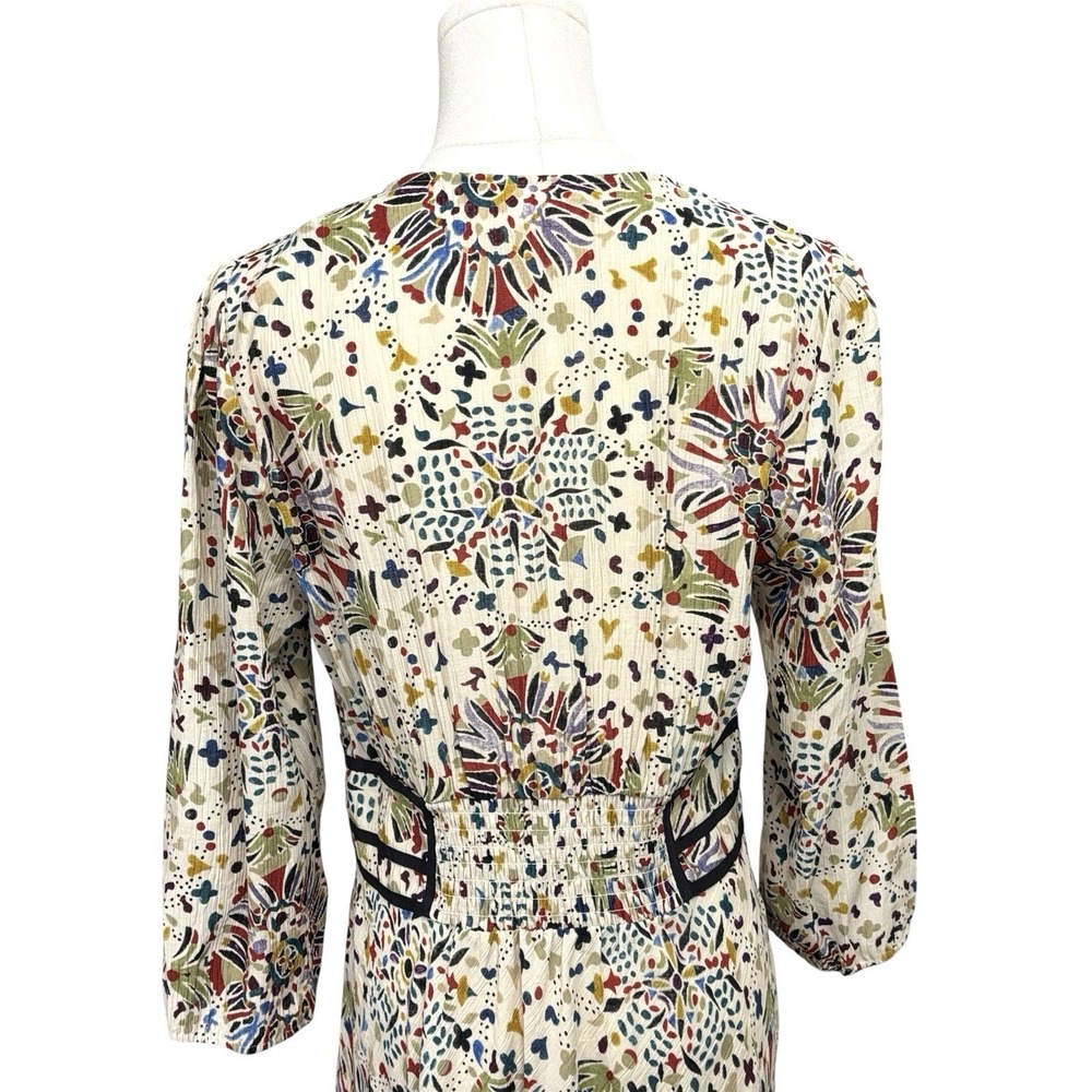 BWT Ba&sh Fazia Medallion Print Maxi Dress Size 2 / M Beige With Black Trim $420 - Picture 8 of 16